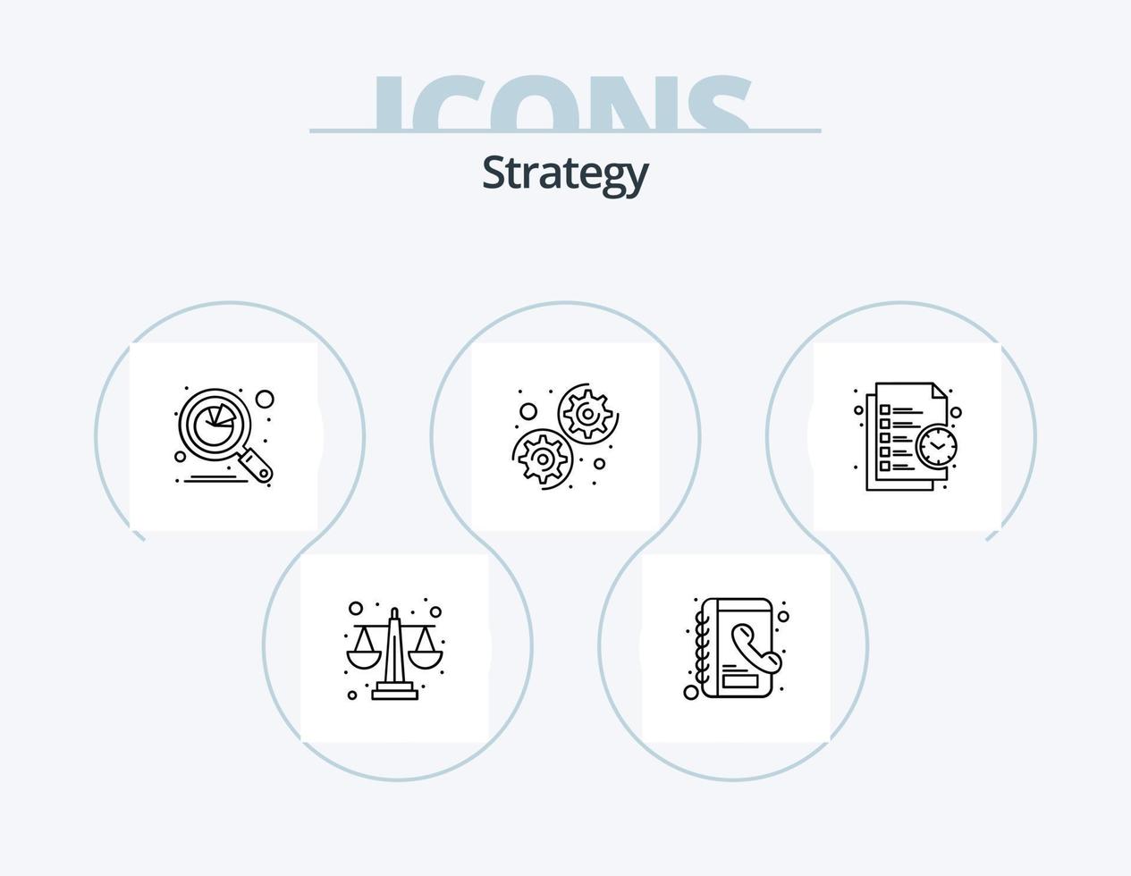 Strategy Line Icon Pack 5 Icon Design. rocket. data. time. chart. profit vector