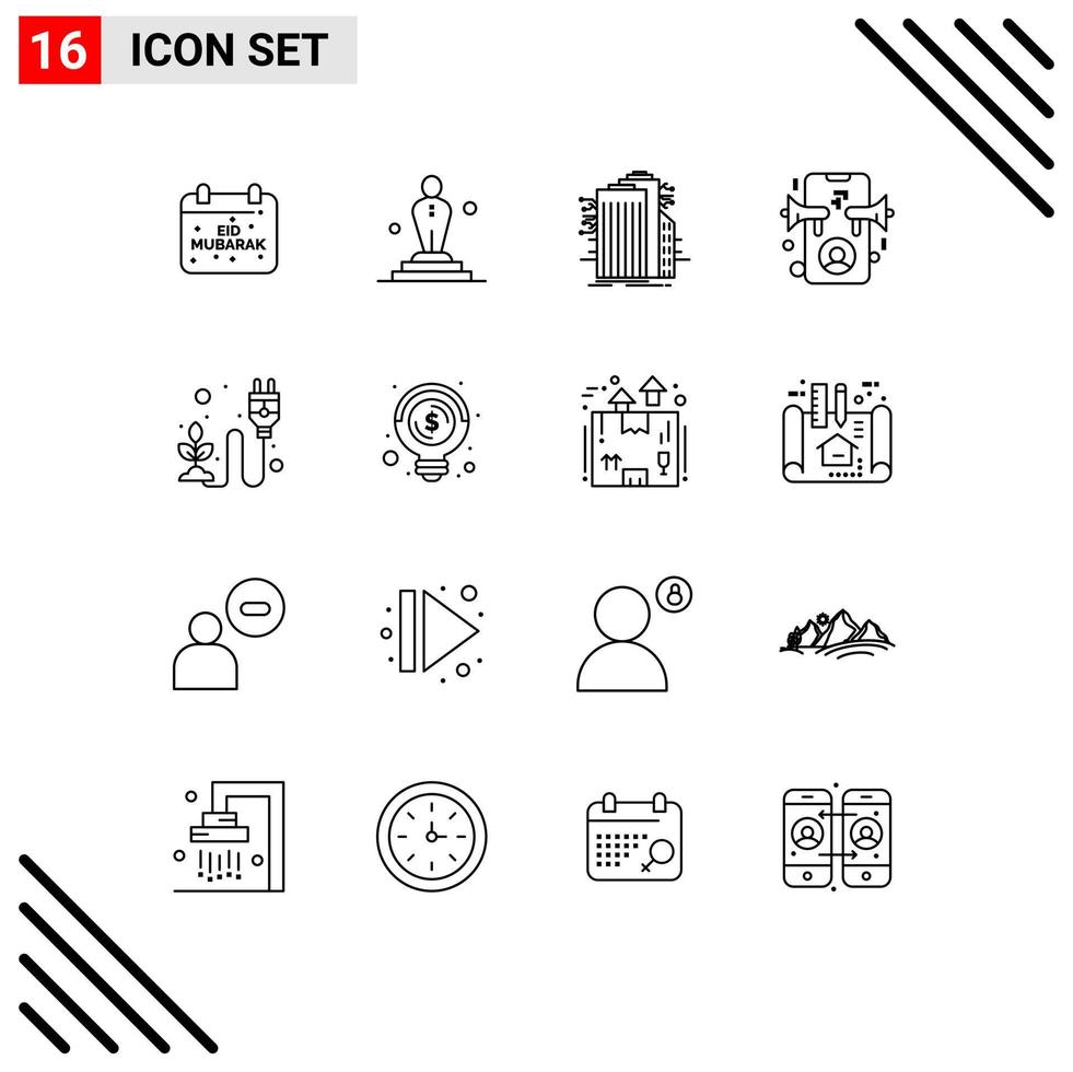 Set of 16 Vector Outlines on Grid for online advertising oscar ad connected Editable Vector Design Elements