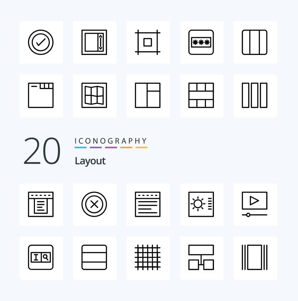 20 Layout Line icon Pack like search pweb movie layout vector