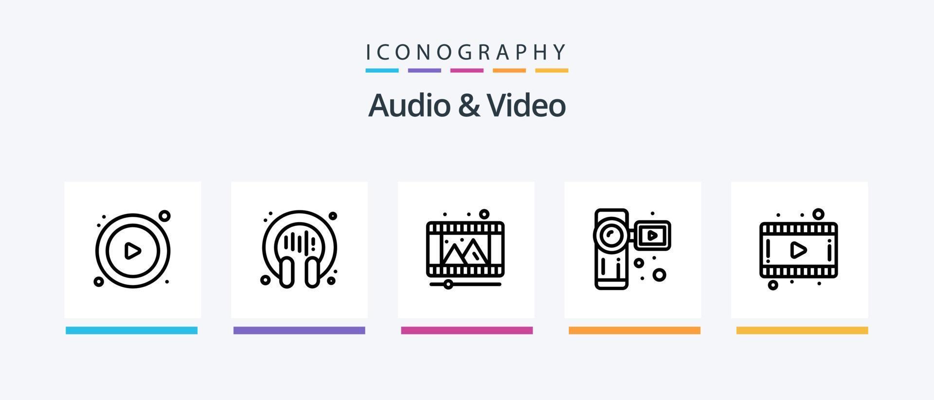 Audio And Video Line 5 Icon Pack Including . audio. conversation. adjustment. radio. Creative Icons Design vector
