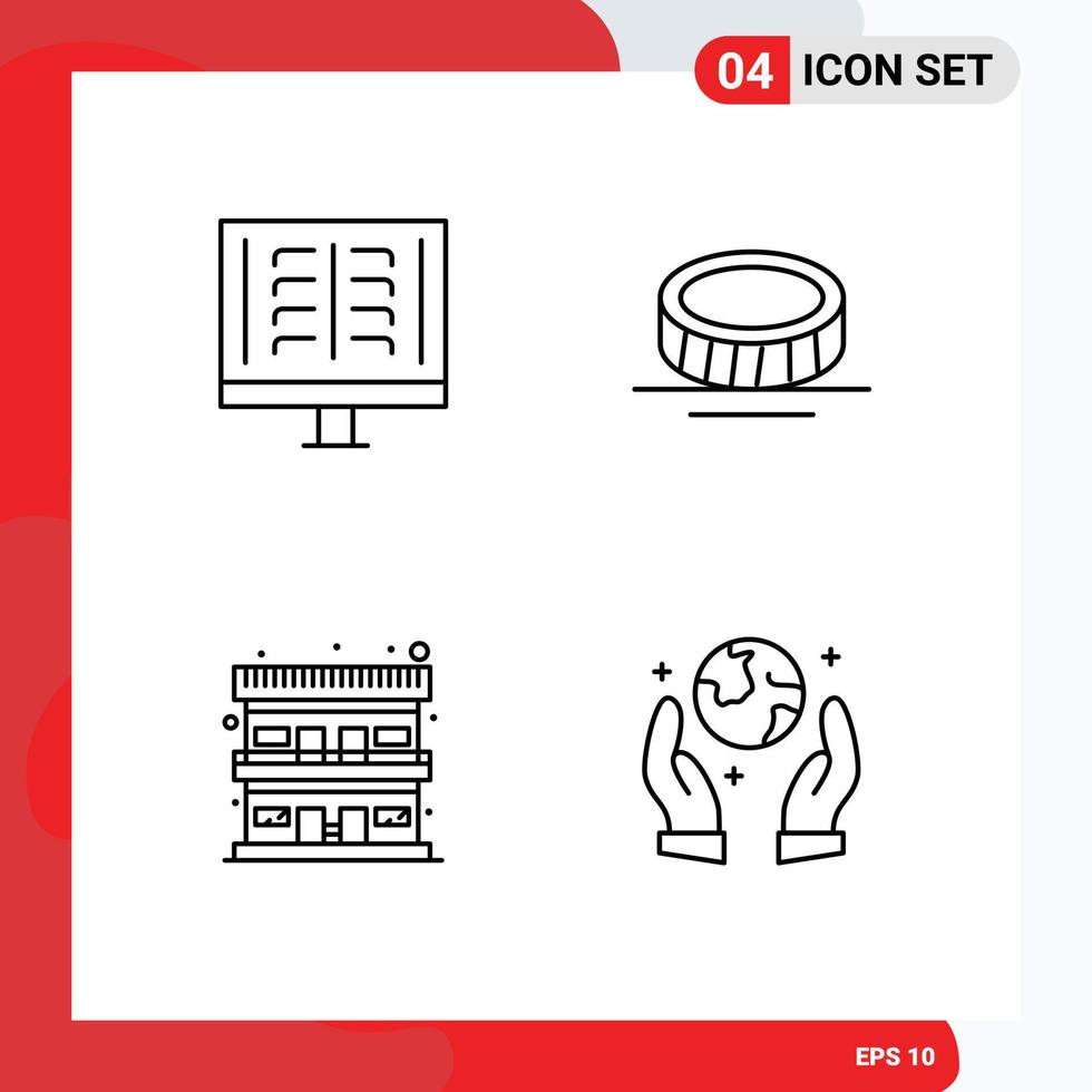 Universal Icon Symbols Group of 4 Modern Filledline Flat Colors of medical accommodation ribs coin travel Editable Vector Design Elements