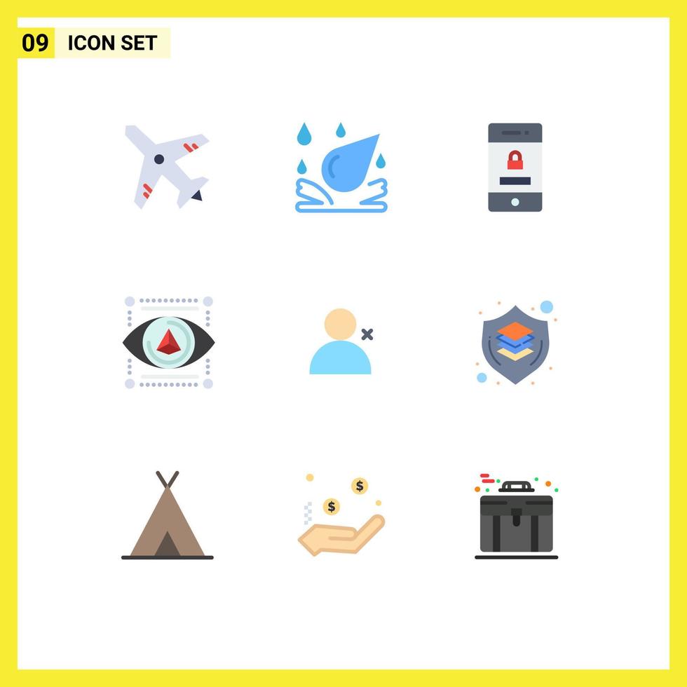 9 iconos creativos signos y símbolos modernos de la seguridad de twitter del cerebro descubrir personas modelo elementos de diseño vectorial editables vector