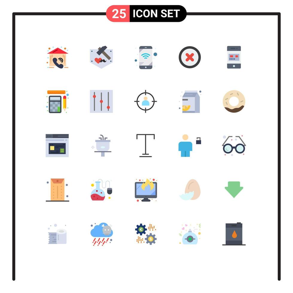 25 Thematic Vector Flat Colors and Editable Symbols of payment card mobile bank canceled Editable Vector Design Elements