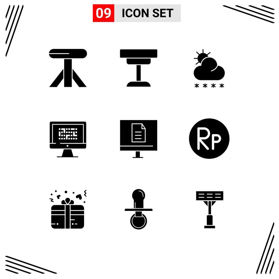 9 Universal Solid Glyph Signs Symbols of problem encryption forecast ddos cryptography Editable Vector Design Elements