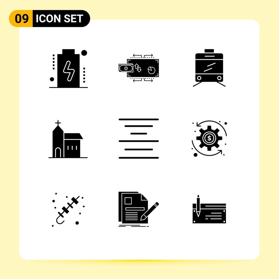 Set of 9 Modern UI Icons Symbols Signs for center monastery payments historic christian Editable Vector Design Elements