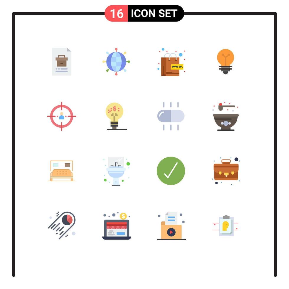 Editable Vector Line Pack of 16 Simple Flat Colors of business light modern lab world Editable Pack of Creative Vector Design Elements