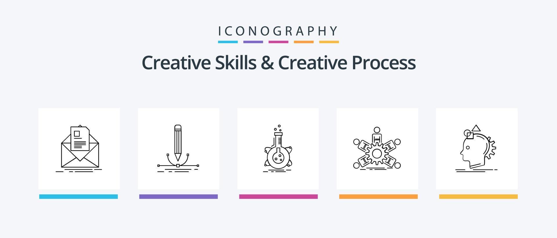 Creative Skills And Creative Process Line 5 Icon Pack Including sketching. idea. scale. bulb. Creative Icons Design vector