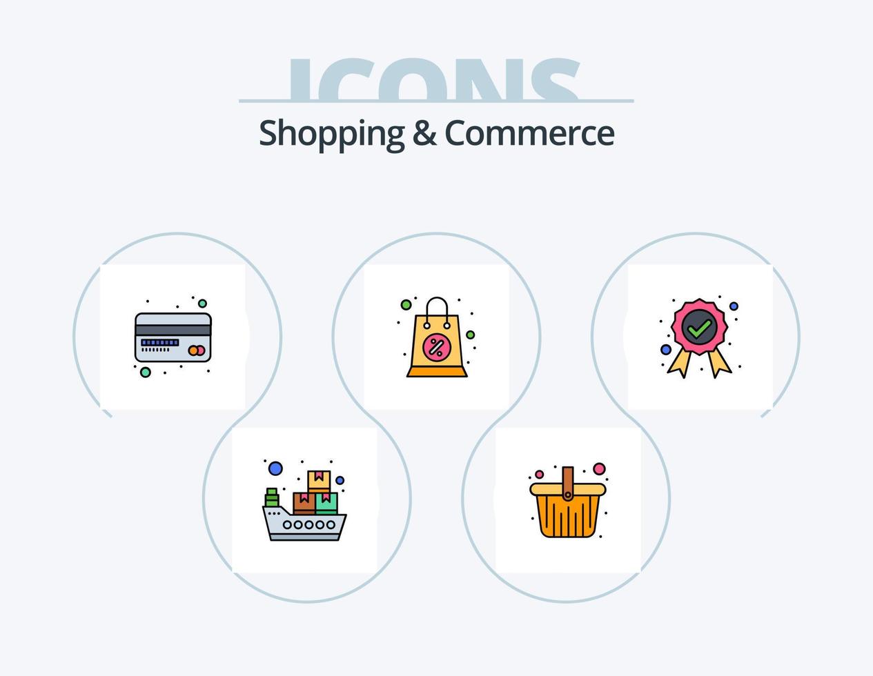 Shopping And Commerce Line Filled Icon Pack 5 Icon Design. shop. basket. mobile. cart. shop vector