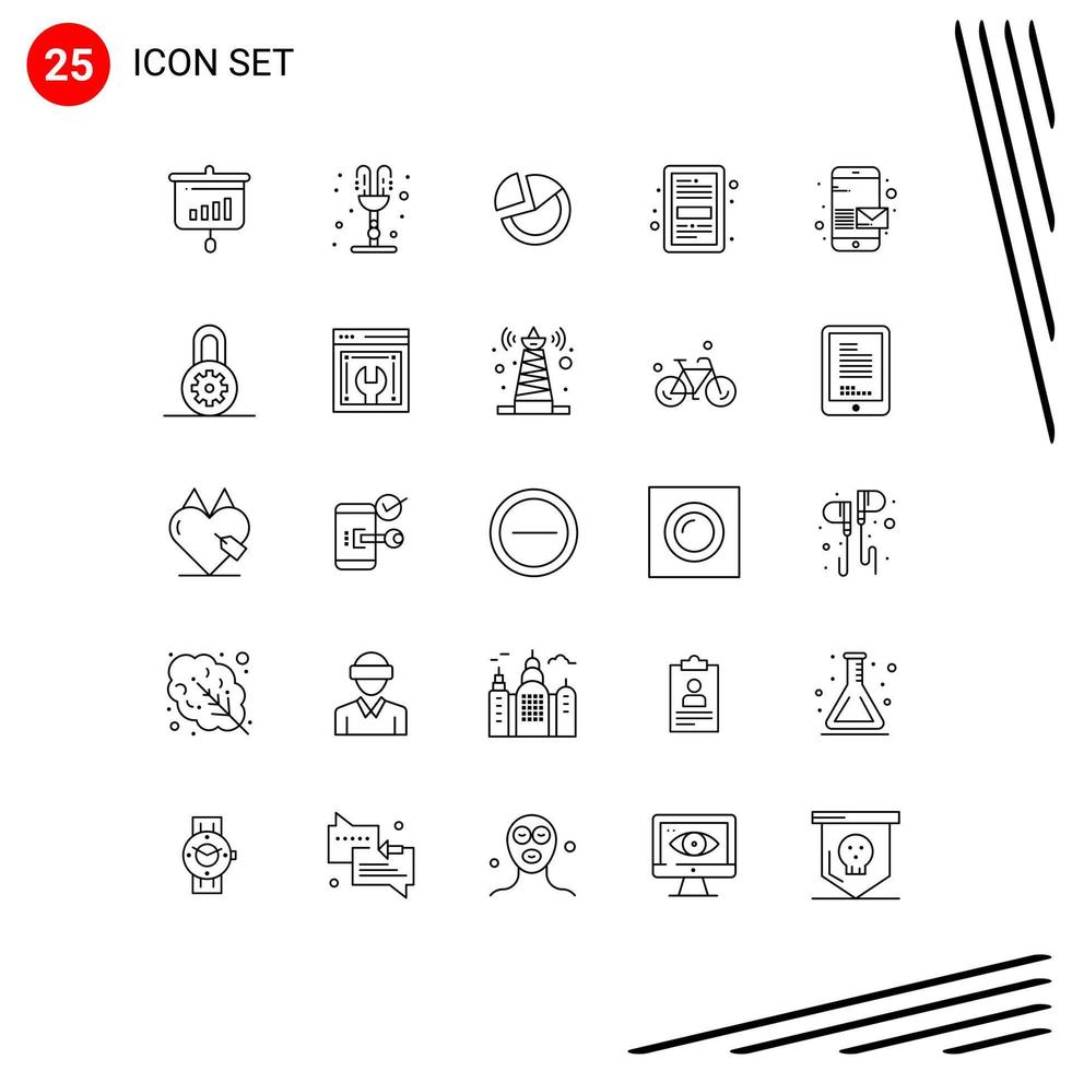 Pack of 25 Modern Lines Signs and Symbols for Web Print Media such as file ebook valentines day book business Editable Vector Design Elements