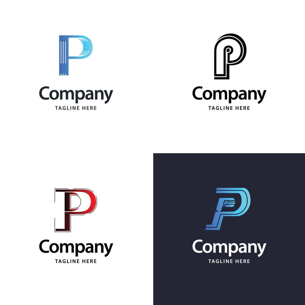 diseño de paquete de logotipo grande de letra p diseño de logotipos modernos y creativos para su negocio vector