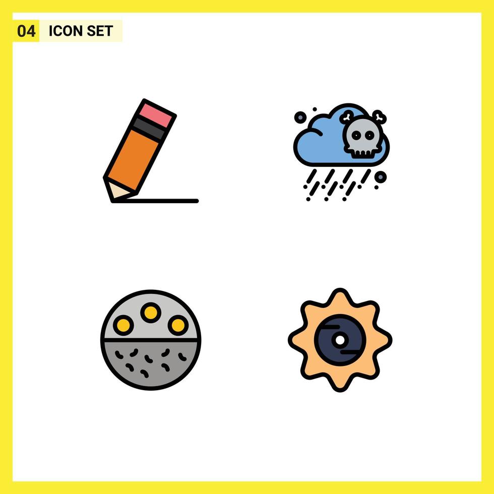 Pictogram Set of 4 Simple Filledline Flat Colors of achievement mineral wreath pollution strength Editable Vector Design Elements