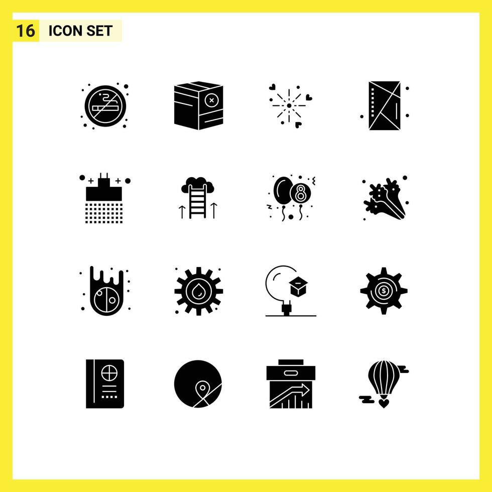 Modern Set of 16 Solid Glyphs and symbols such as shield games shipping devices love Editable Vector Design Elements