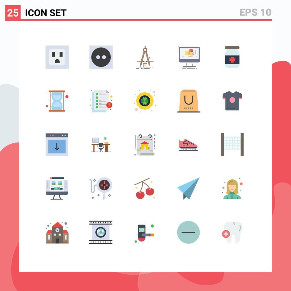 25 Universal Flat Color Signs Symbols of time efficiency computer tablets antidote Editable Vector Design Elements