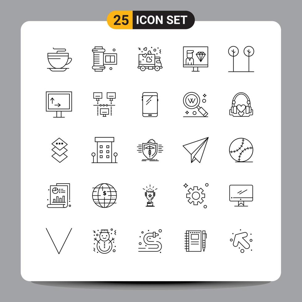 Mobile Interface Line Set of 25 Pictograms of leaves programming love programmer develop Editable Vector Design Elements