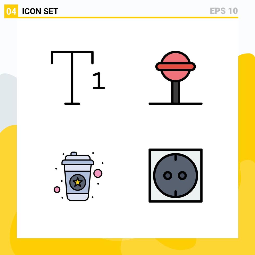 Group of 4 Modern Filledline Flat Colors Set for font electric chupa tea 83 Editable Vector Design Elements
