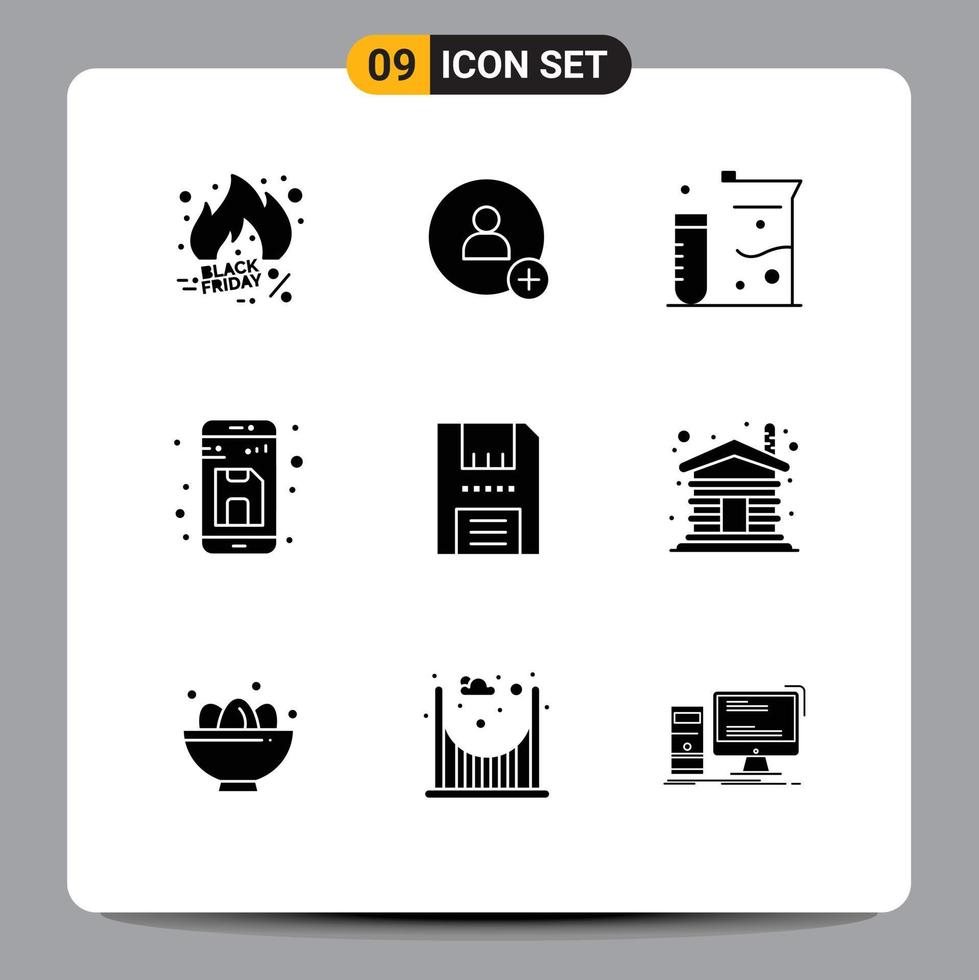 Solid Glyph Pack of 9 Universal Symbols of devices storage chemistry file back Editable Vector Design Elements