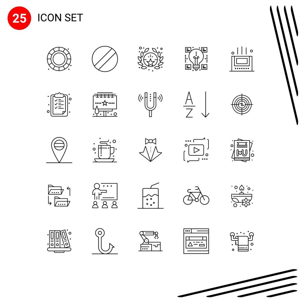 Set of 25 Modern UI Icons Symbols Signs for school paper creative room bath Editable Vector Design Elements