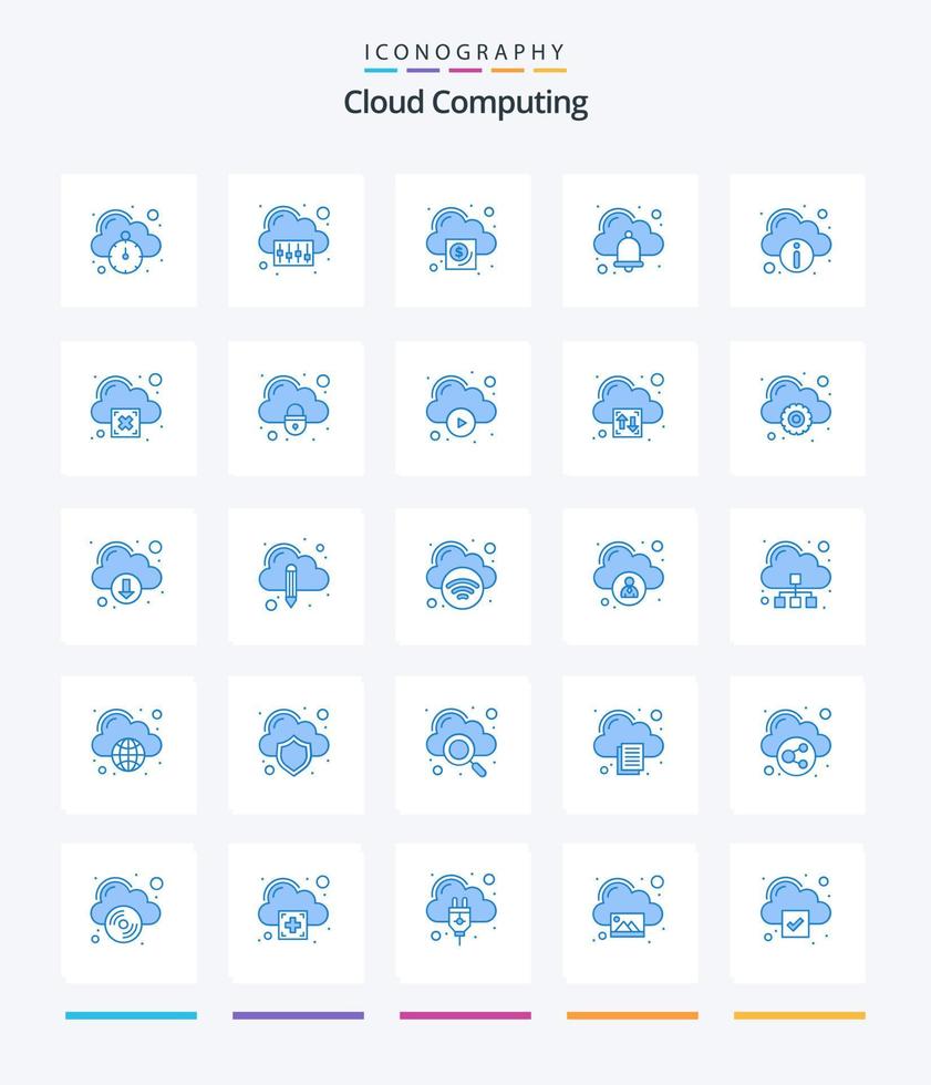 Creative Cloud Computing 25 Blue icon pack  Such As info. . business. alarm . bell vector