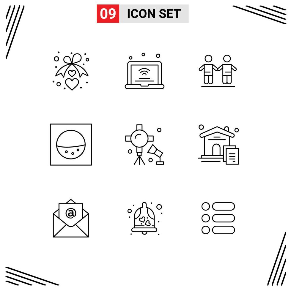 9 Creative Icons Modern Signs and Symbols of spotlight illumination wifi washing group Editable Vector Design Elements