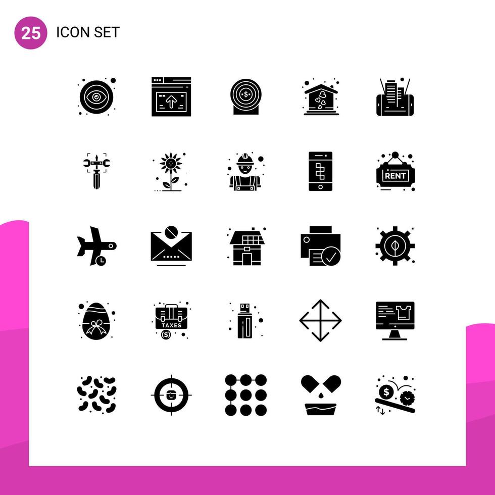 Set of 25 Modern UI Icons Symbols Signs for cell sweet home arrow love target Editable Vector Design Elements