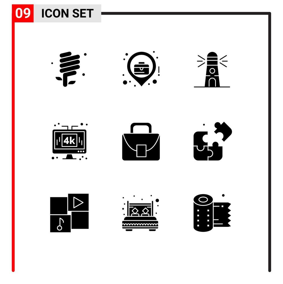 9 concepto de glifo sólido para sitios web móviles y aplicaciones lcd media business location display house elementos de diseño vectorial editables vector