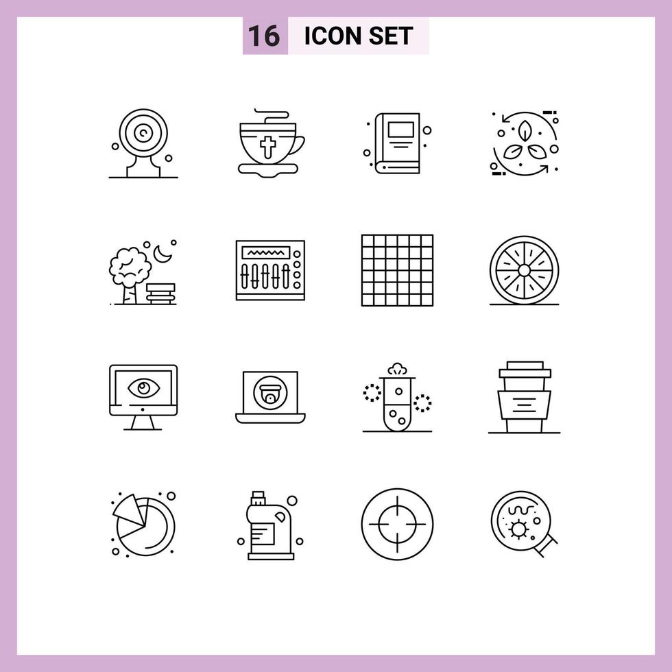 grupo de símbolos de iconos universales de 16 contornos modernos de elementos de diseño vectorial editables eco bio caliente de hoja de banco vector