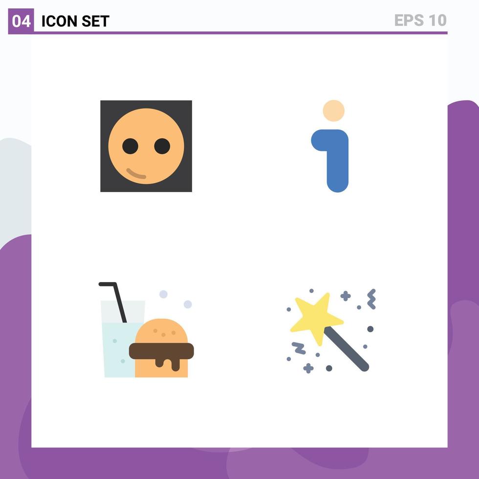 4 Thematic Vector Flat Icons and Editable Symbols of devices drink equipment info food Editable Vector Design Elements