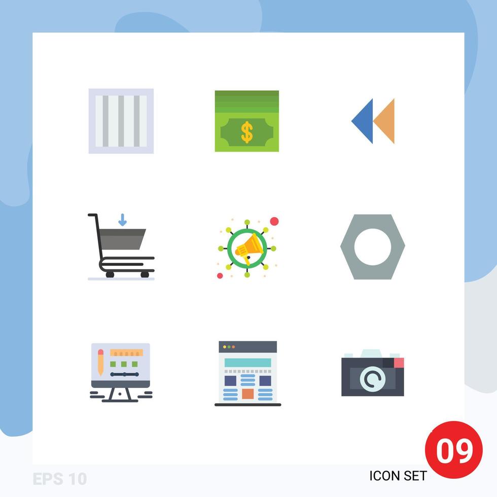 Set of 9 Vector Flat Colors on Grid for bolt viral revind seo shopping Editable Vector Design Elements