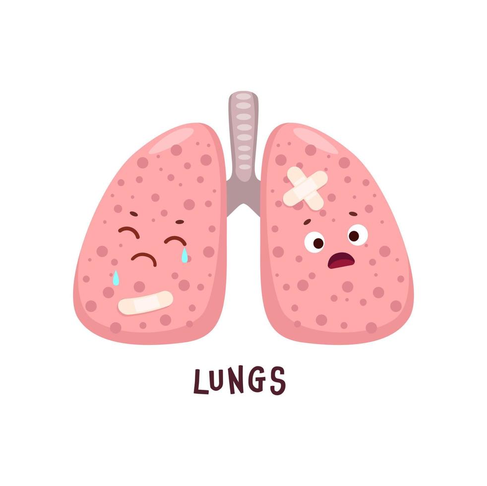 personaje de dibujos animados de órgano de cuerpo enfermo de pulmones  humanos 16148285 Vector en Vecteezy