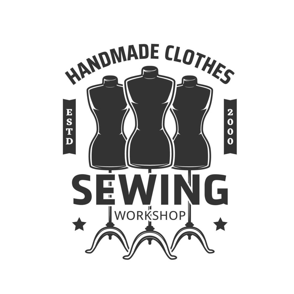 Sewing industry retro icon with mannequins vector