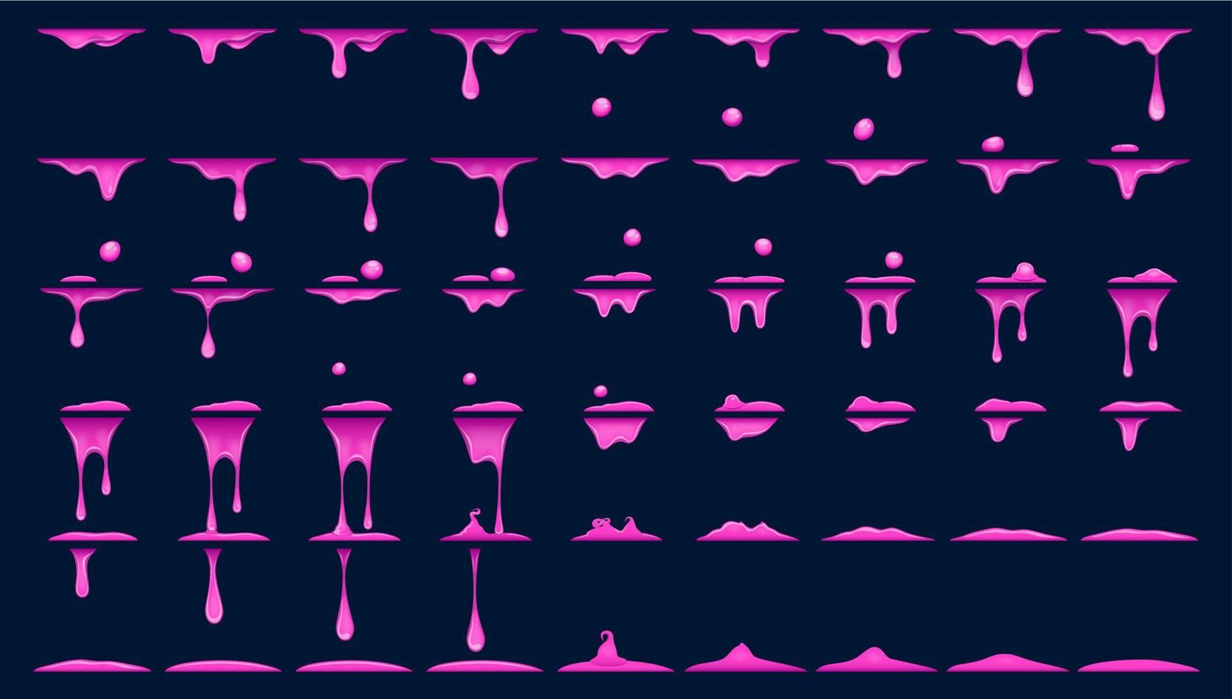 Purple slime animation, animated sprite sheet vector
