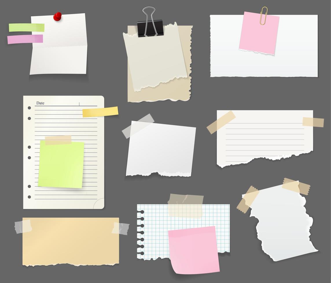 Paper sheet pieces for notes and reminders vector