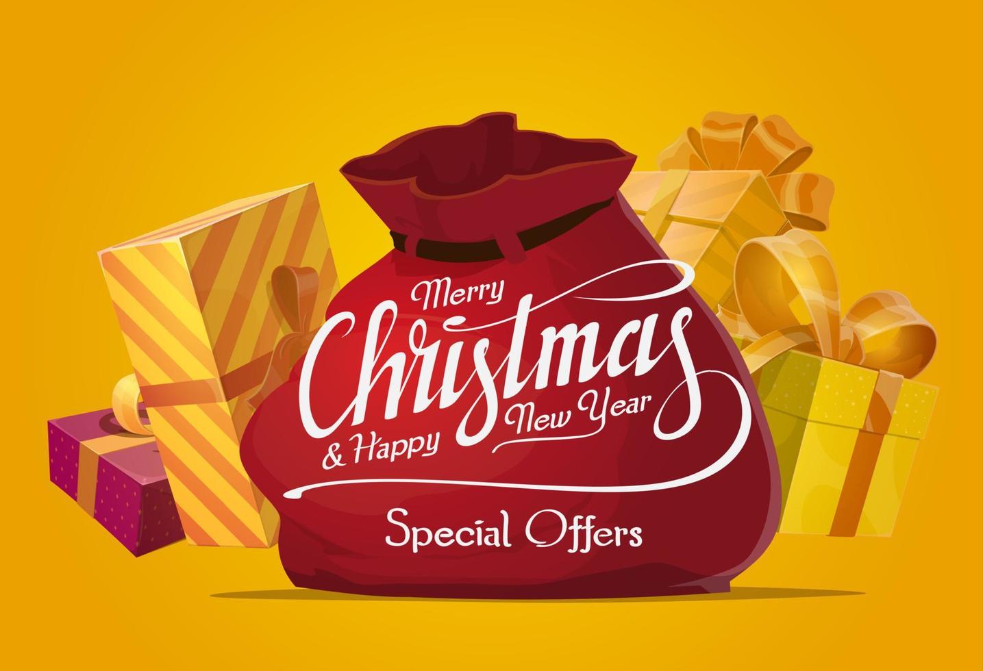 Christmas gifts and presents sale offer vector