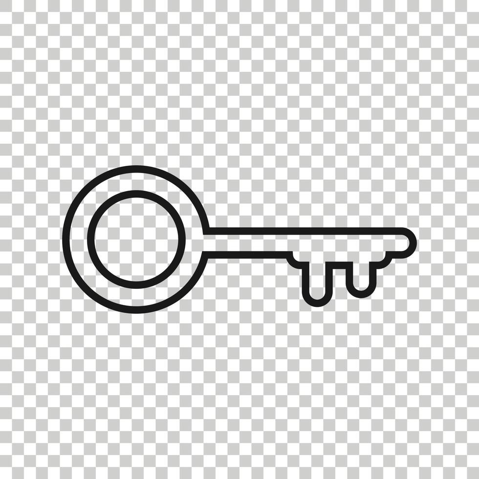 Key icon in flat style. Password vector illustration on white isolated background. Access business concept.