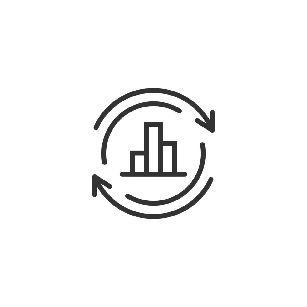 Growing bar graph icon in flat style. Increase arrow vector illustration on white isolated background. Infographic progress business concept.