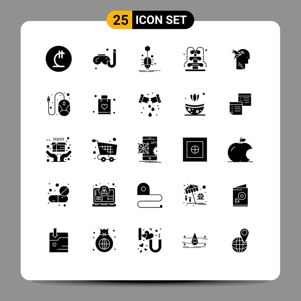 Stock Vector Icon Pack of 25 Line Signs and Symbols for imaginaton water insect romance fountain Editable Vector Design Elements
