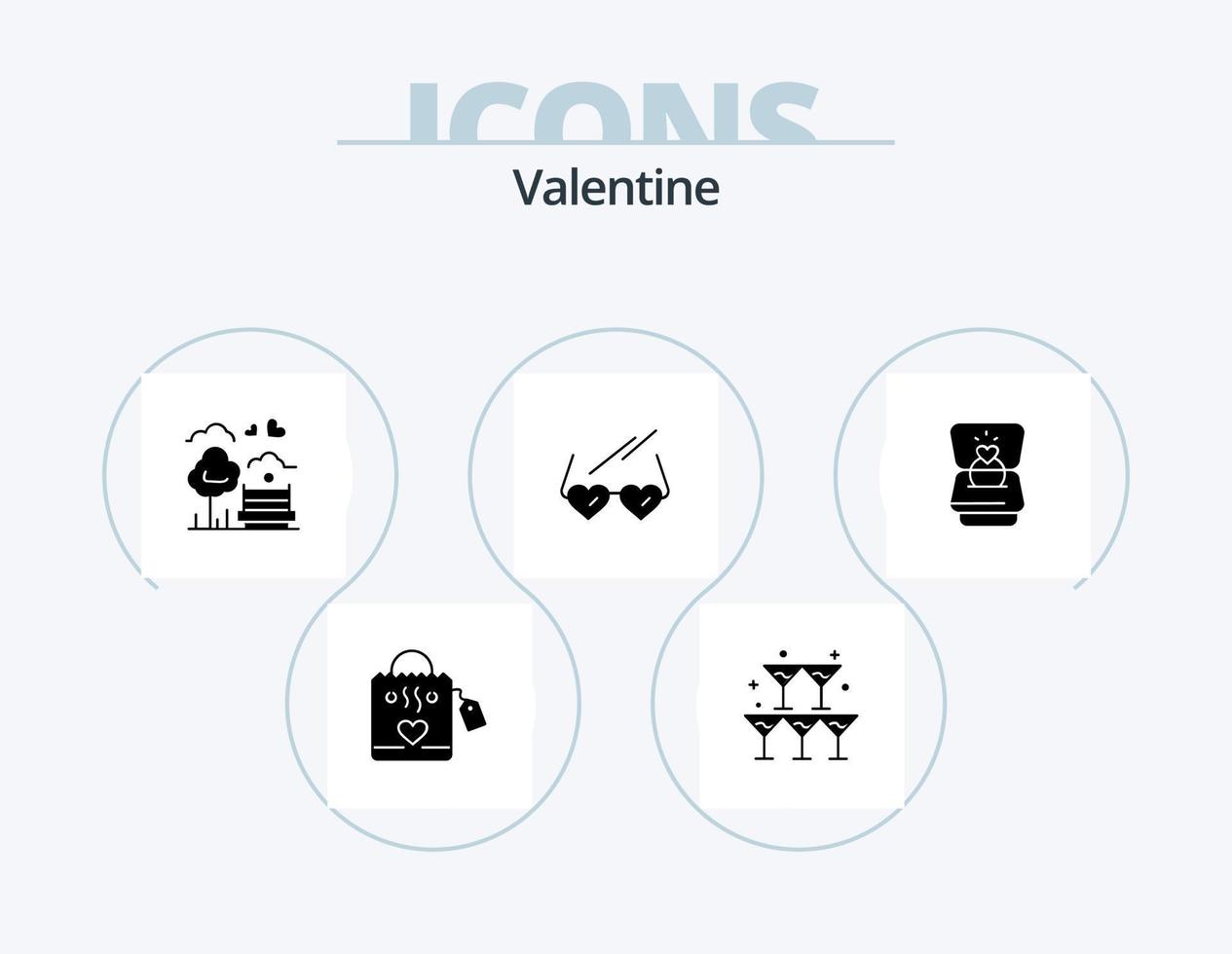 Valentine Glyph Icon Pack 5 Icon Design. tree. love. glass. day. valentine vector