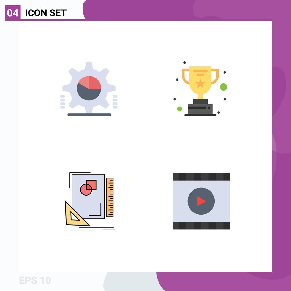 4 Creative Icons Modern Signs and Symbols of cog layout settings reward sketch Editable Vector Design Elements