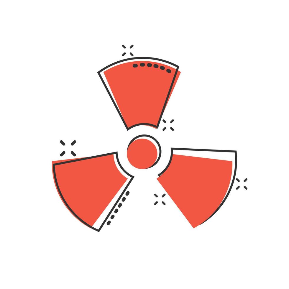 Nuclear radiation icon in comic style. Radioactivity cartoon vector illustration on white isolated background. Toxic splash effect sign business concept.