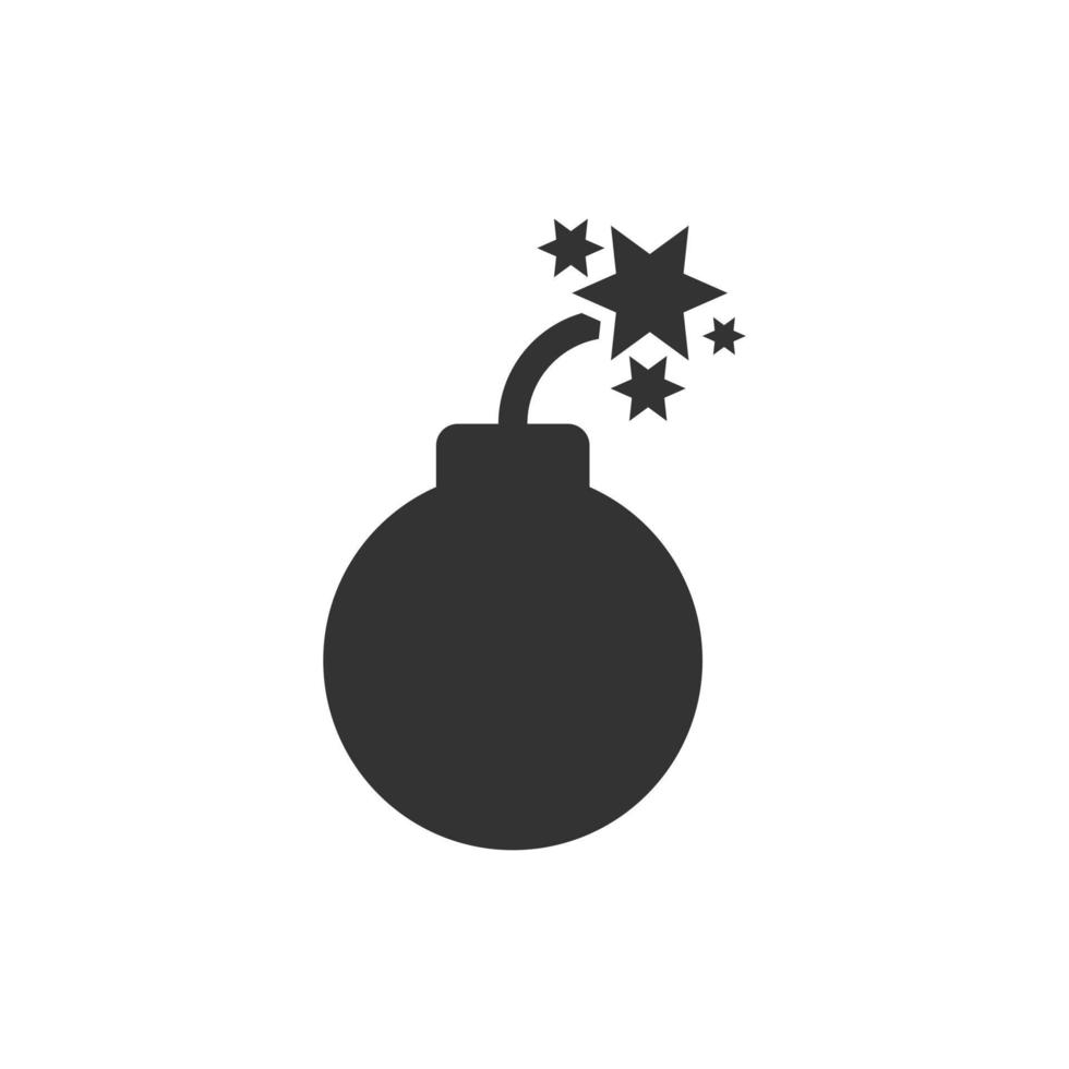Bomb icon in flat style. Dynamite vector illustration on white isolated background. C4 tnt business concept.