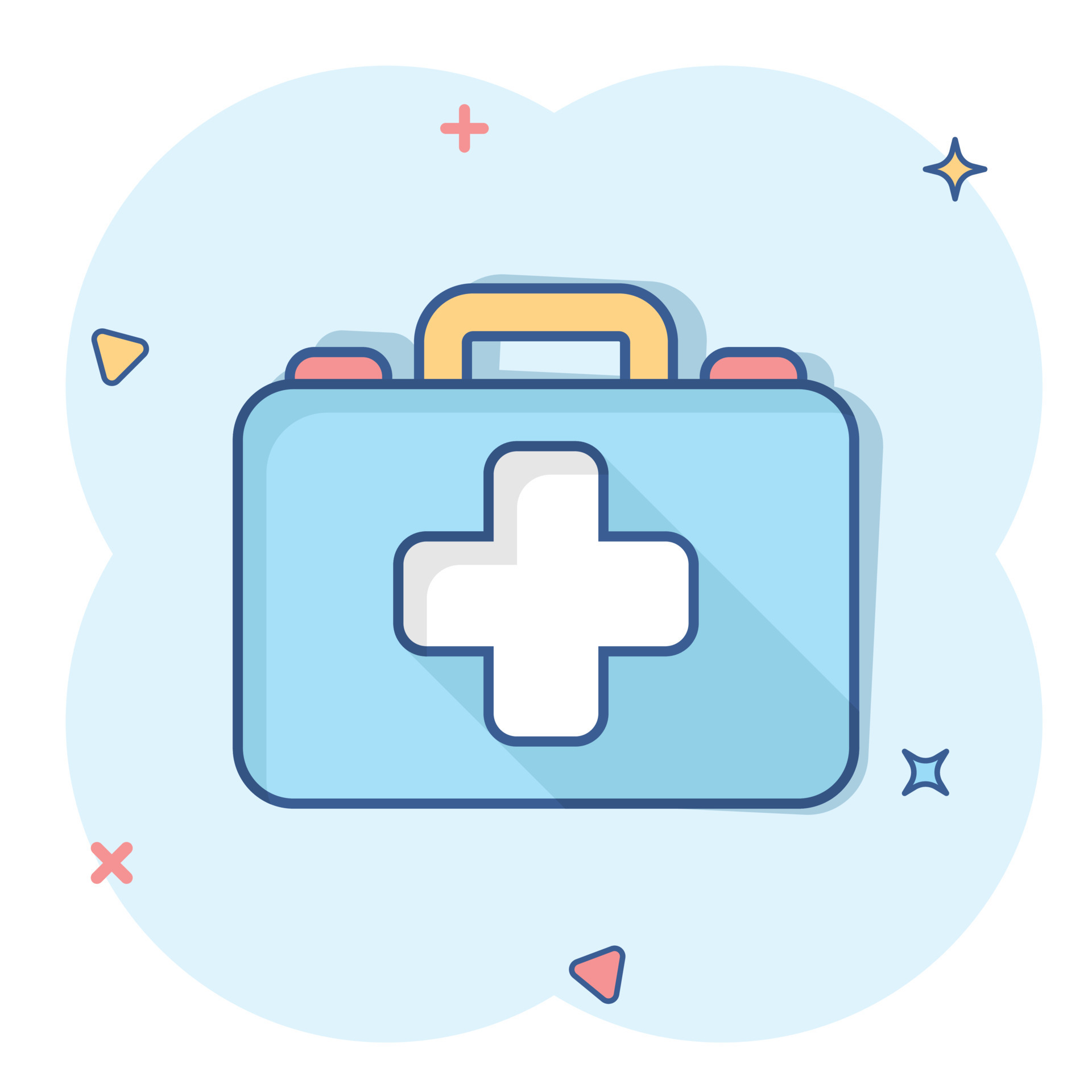 First aid kit icon in comic style. Health, help and medical diagnostics  vector cartoon illustration on white isolated background. Doctor bag  business concept splash effect. 16148562 Vector Art at Vecteezy