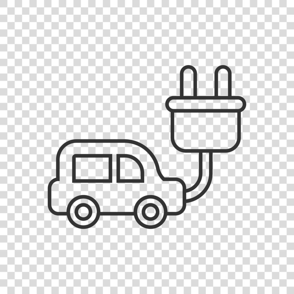 Electric car icon in flat style. Electro auto vector illustration on white isolated background. Ecology transport business concept.