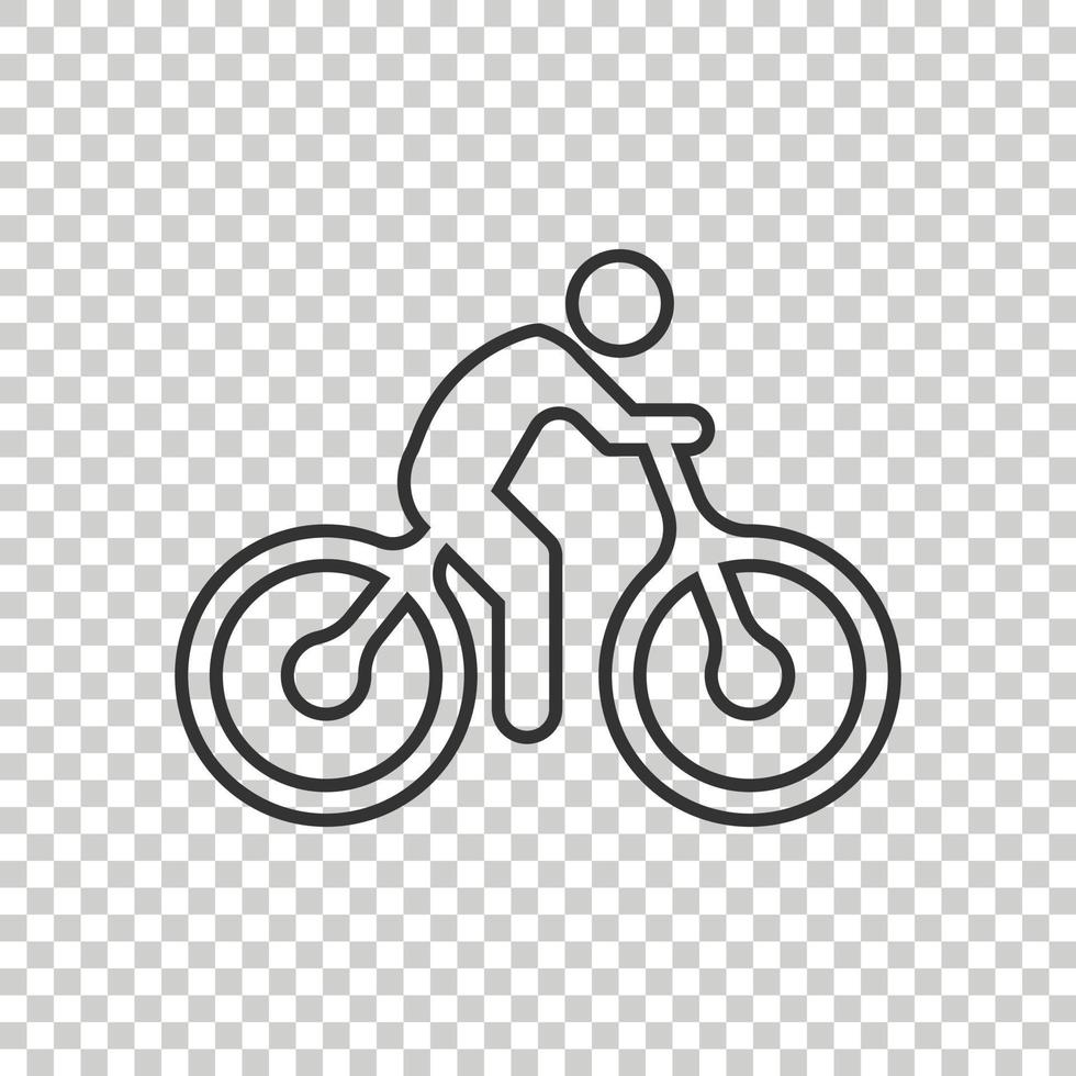 Bicycle icon in flat style. Bike with people vector illustration on white isolated background. Rider business concept.