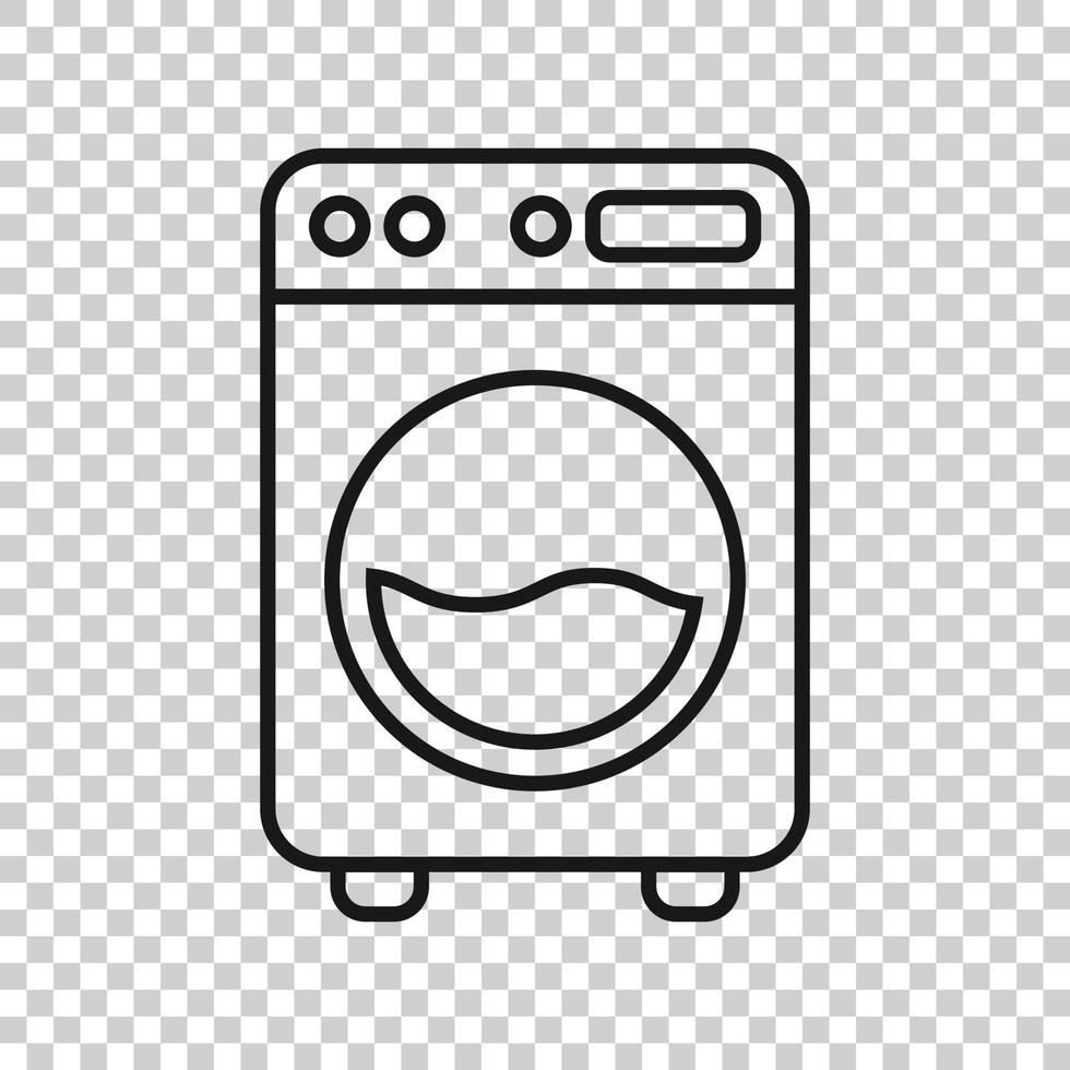 Washing machine icon in flat style. Washer vector illustration on white isolated background. Laundry business concept.