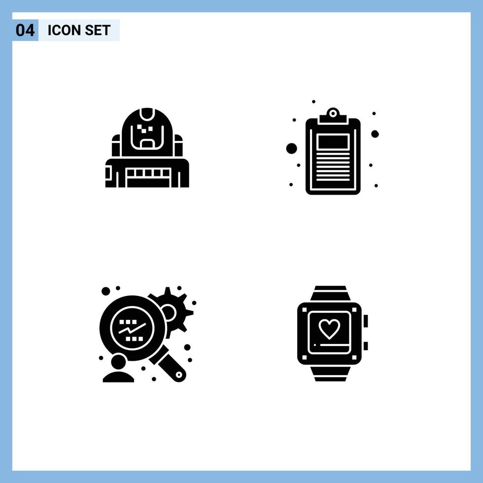 Set of Commercial Solid Glyphs pack for astronaut test helmet document finance analysis Editable Vector Design Elements