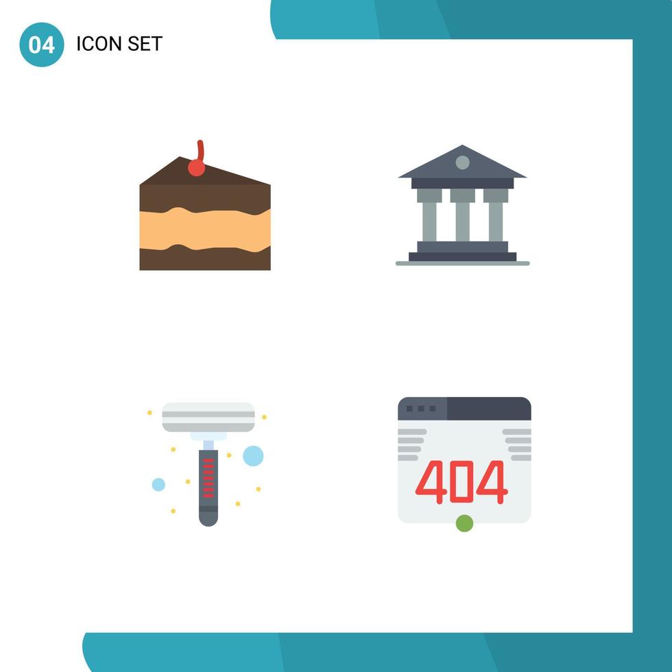 paquete de interfaz de usuario de 4 iconos planos básicos de máquina de afeitar de queso comida dinero computadora elementos de diseño vectorial editables vector