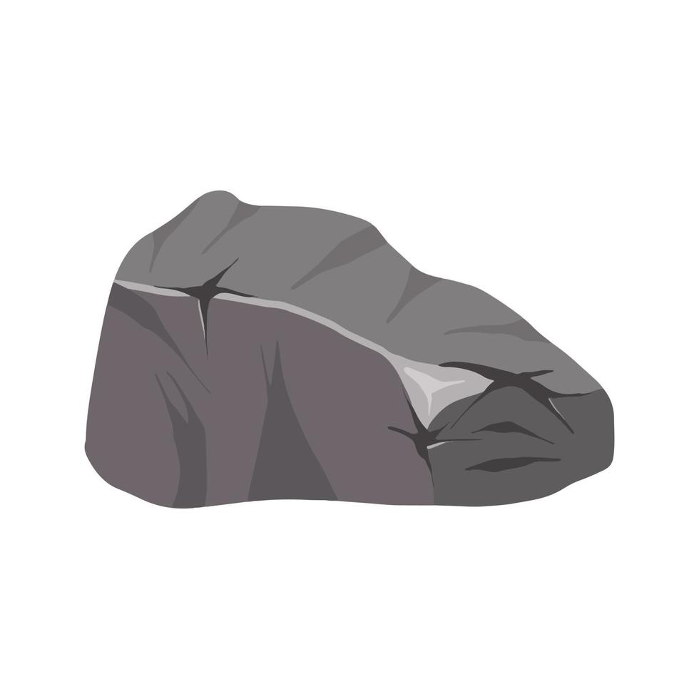 Gray cobblestone. Element of nature and mountains. Items for decoration and background. Flat cartoon vector