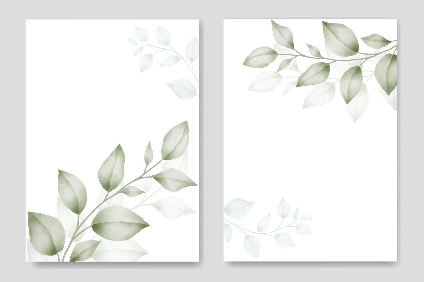 Eucalyptus Watercolor Wedding Invitation Card Template vector