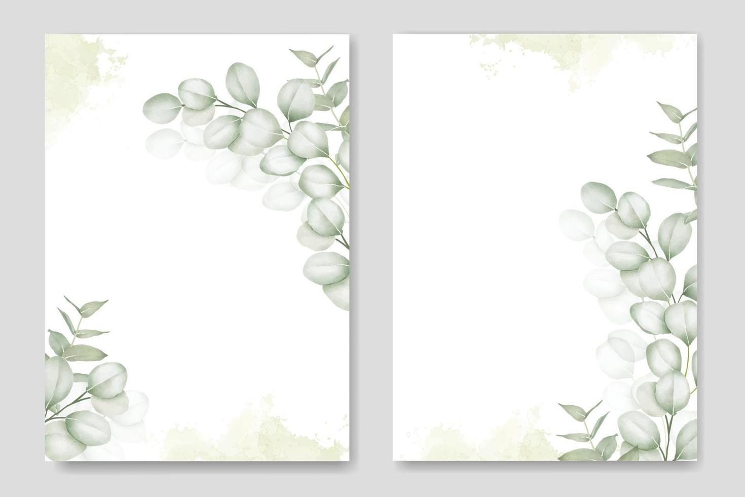 Eucalyptus Watercolor Wedding Invitation Card Template vector