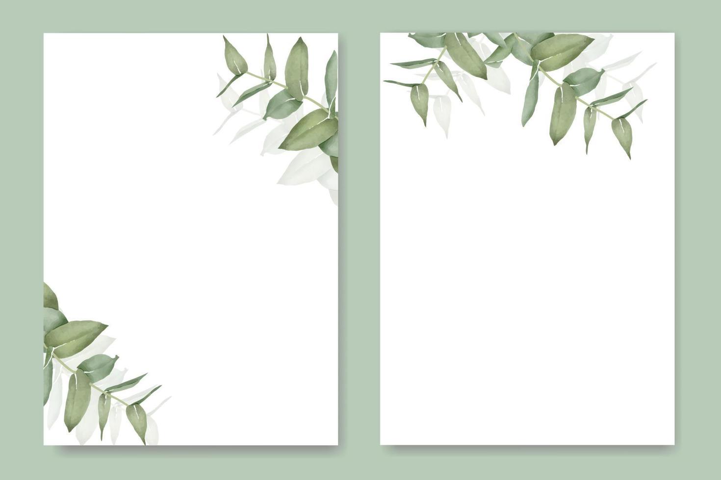 plantilla de tarjeta de invitación de boda de acuarela de eucalipto vector